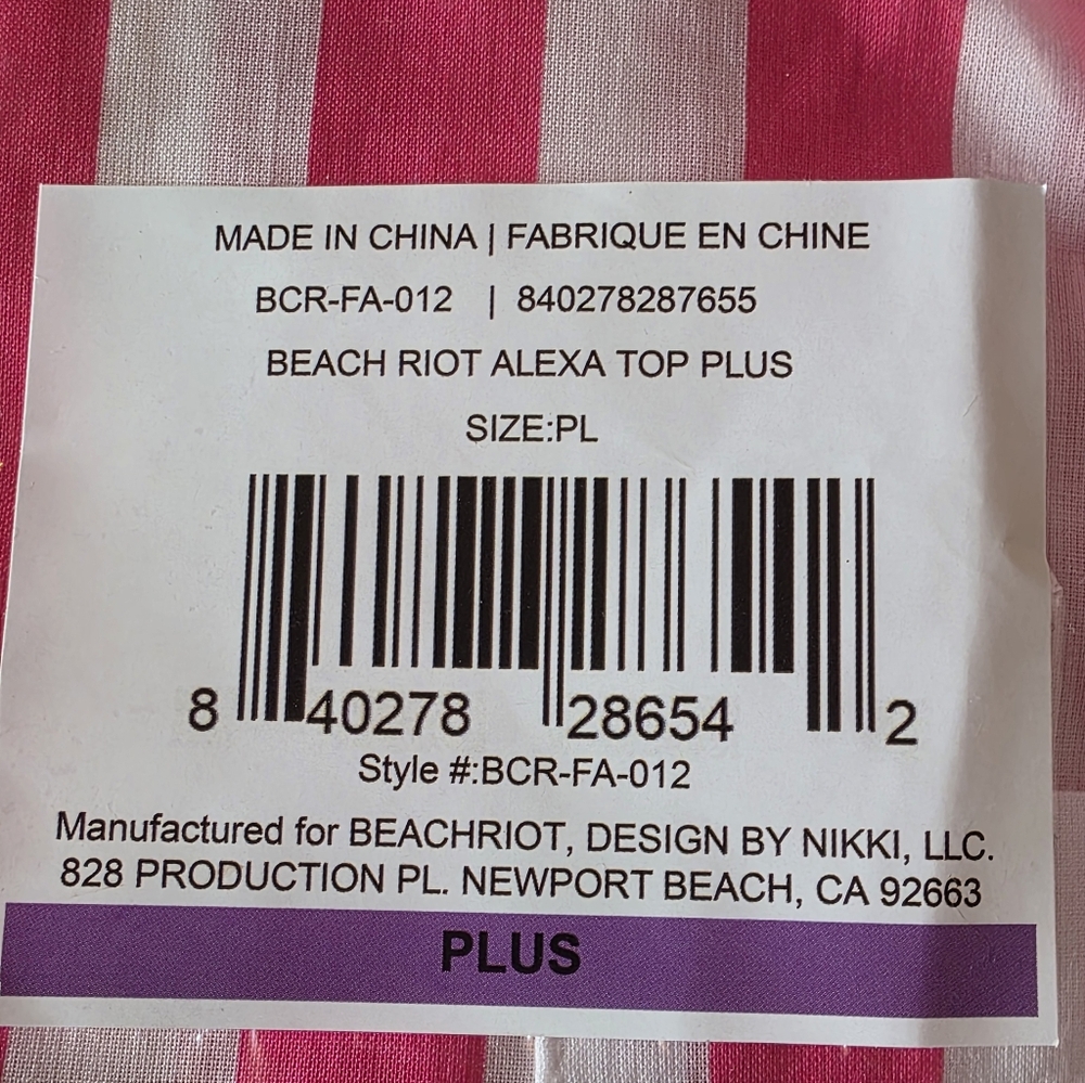 Beach Riot Alexa Top Size Plus Large Orange, White & Pink Stripes NWT - Picture 4 of 4